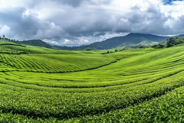 Landscape view of rice terraces in Asia, highlighting bio-ecological beauty and agricultural harmony.. Beautiful simple AI generated image