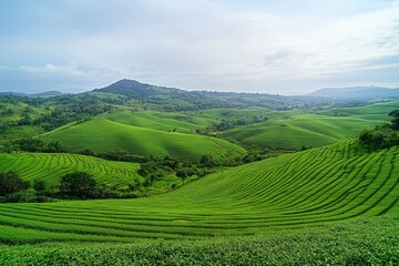 Fototapeta premium Generational Legacy. Expansive family-owned agricultural plantation farm concept. Beautiful simple AI generated image