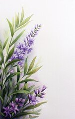 Fototapeta premium Elegant purple flowers with green foliage.