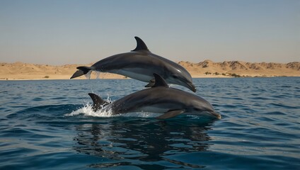 Fototapeta premium Dolphins swimming in Egypt.