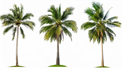 Obraz premium Palm trees, set coconut palm on isolated white background