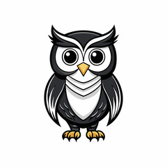 Naklejka premium a black and white image of an owl with big eyes.