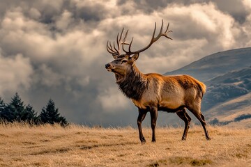 Obraz premium white-tailed deer (Odocoileus virginianus). Beautiful simple AI generated image