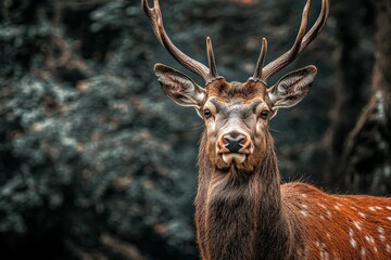 Fototapeta premium white-tailed deer (Odocoileus virginianus). Beautiful simple AI generated image