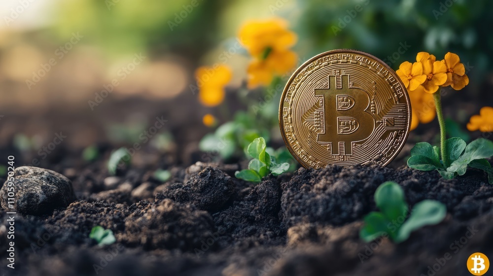 Poster cryptocurrency for rural economic development, emphasizing accessibility and growth in a clean desig