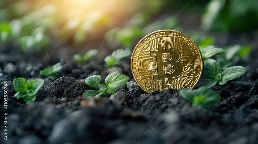 Poster cryptocurrency for rural economic development, emphasizing accessibility and growth in a clean desig