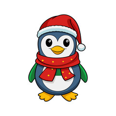 a penguin wearing a santa hat with a santa hat on it