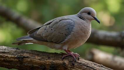 Fototapeta premium Dove perched on a log.