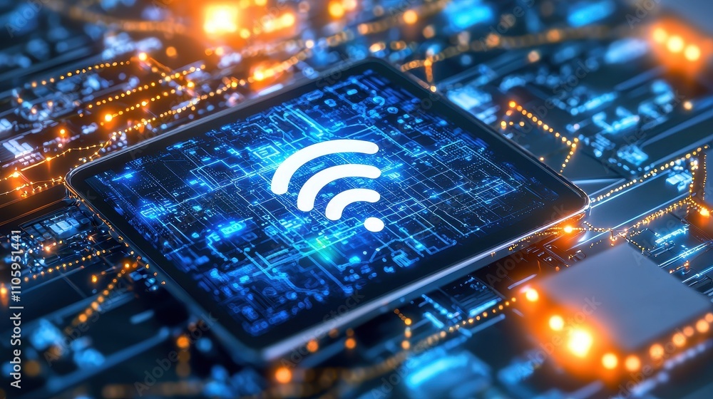 Poster digital connectivity concept with abstract circuit background