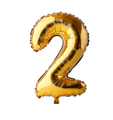 Helium golden balloon number five 2 isolated on transparent background