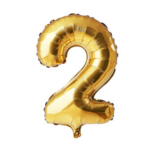 Helium golden balloon number five 2 isolated on transparent background