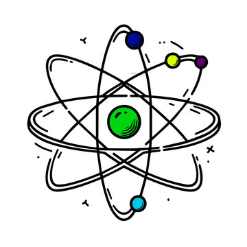 A simple line illustration of an atom
