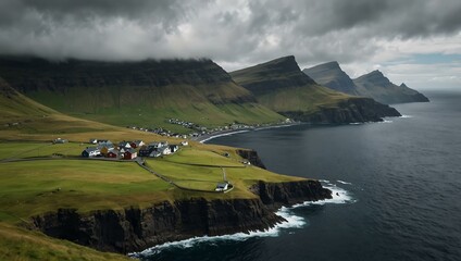 Dramatic coastlines and mountain landscapes of the Faroe Islands.