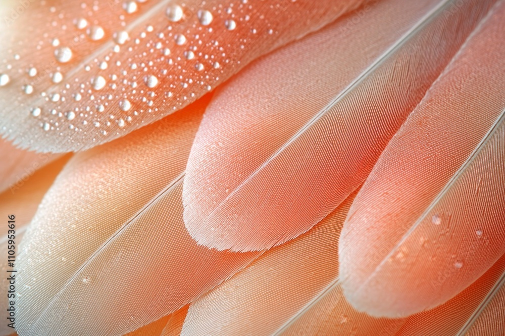 Poster close up view reveals intricate structure feather highlighting soft barbs and gentle curves adorned 