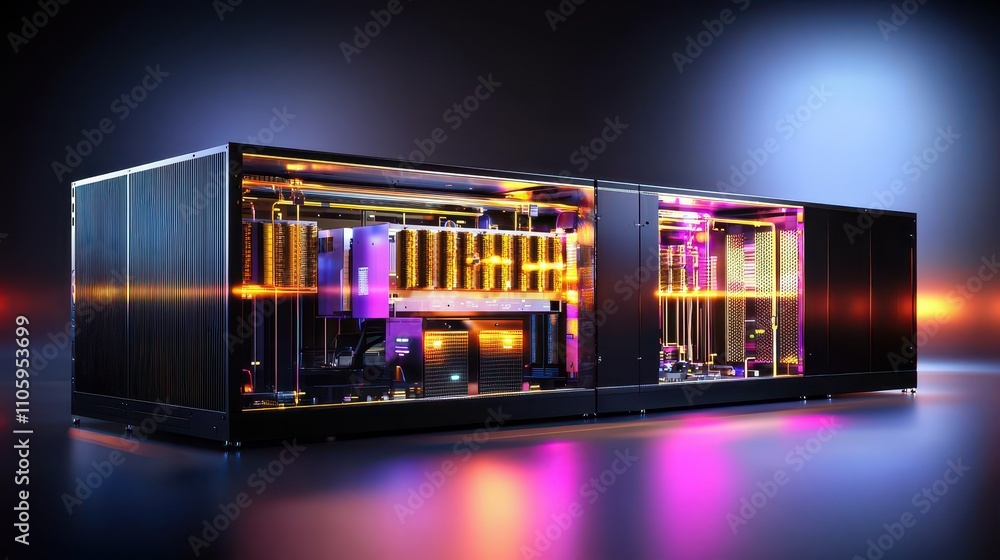 Aufkleber futuristic quantum computer with colorful light effects and design
