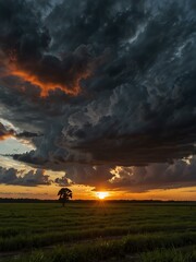 Fototapeta premium Dramatic sunset over rural Florida.