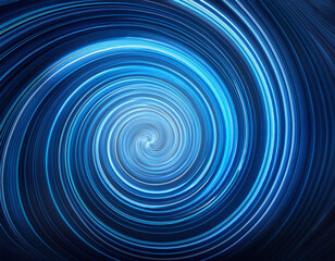 Blue abstract background with glowing circles. Swirl circular lines pattern