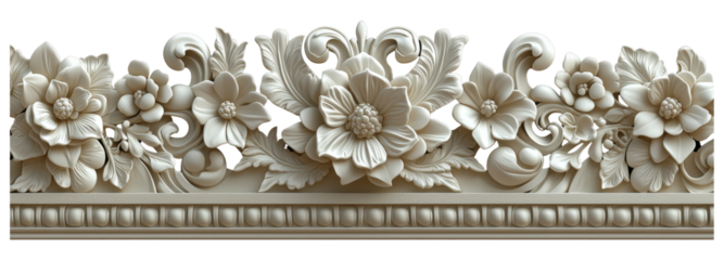 Elegant Floral Ornament 3D Carving Baroque Style Architectural Detail Home Decor Wall Decor White