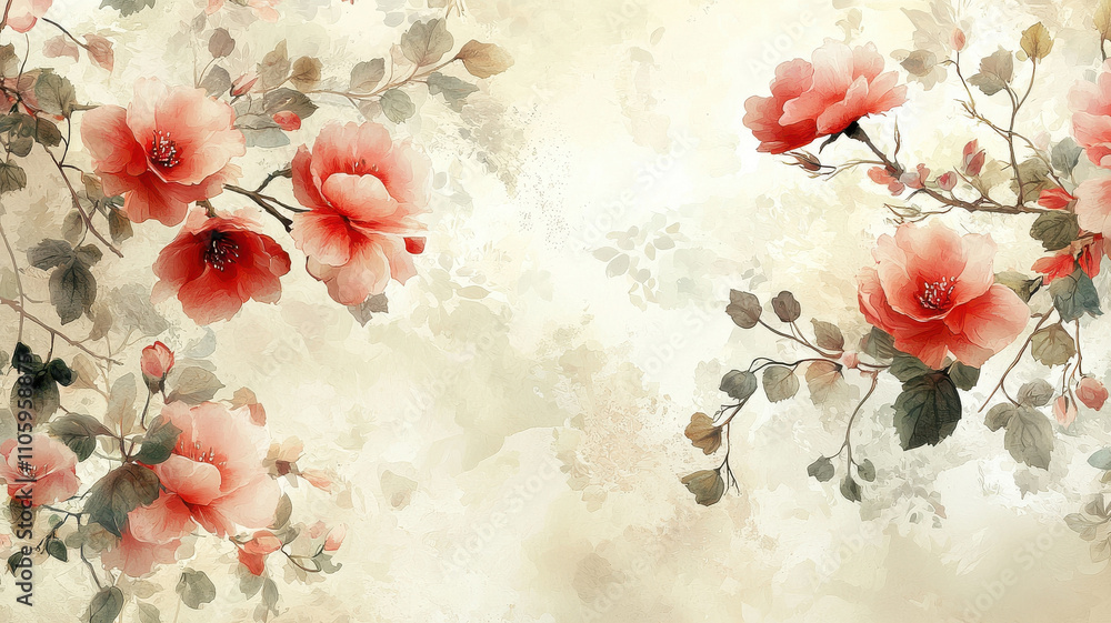Poster subtle floral patterns on light pastel background create serene and elegant atmosphere, perfect for 