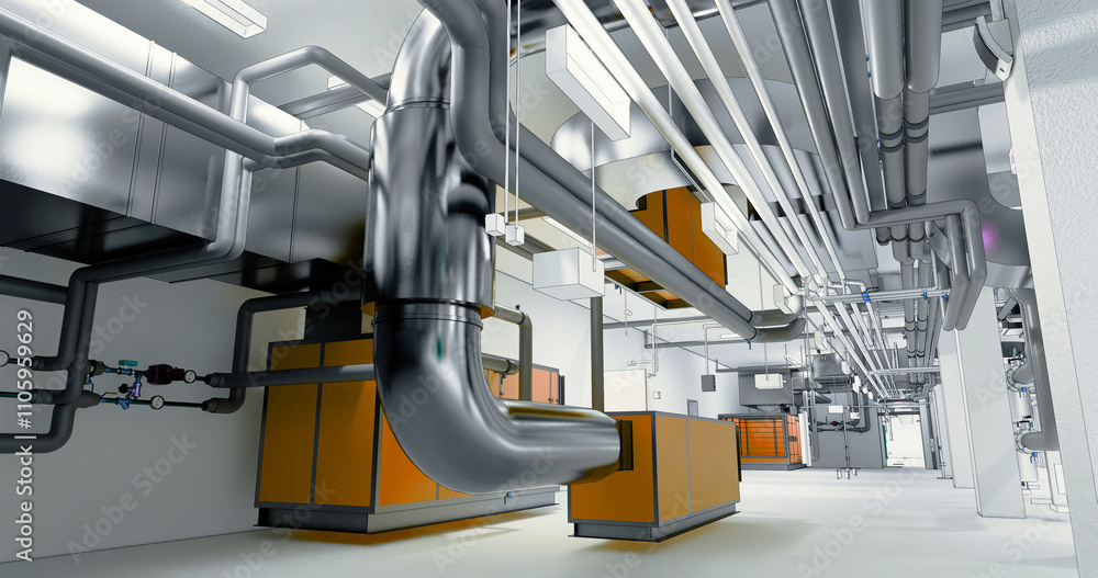 Poster conceptual visualization of drawing style of utilities at bim technology