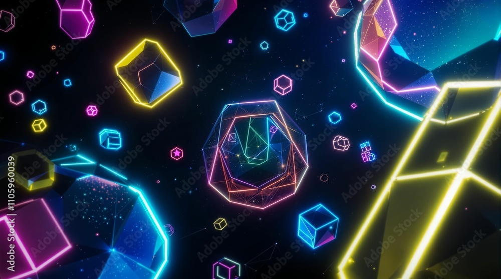 Aufkleber Colorful abstract neon shapes forming dynamic patterns