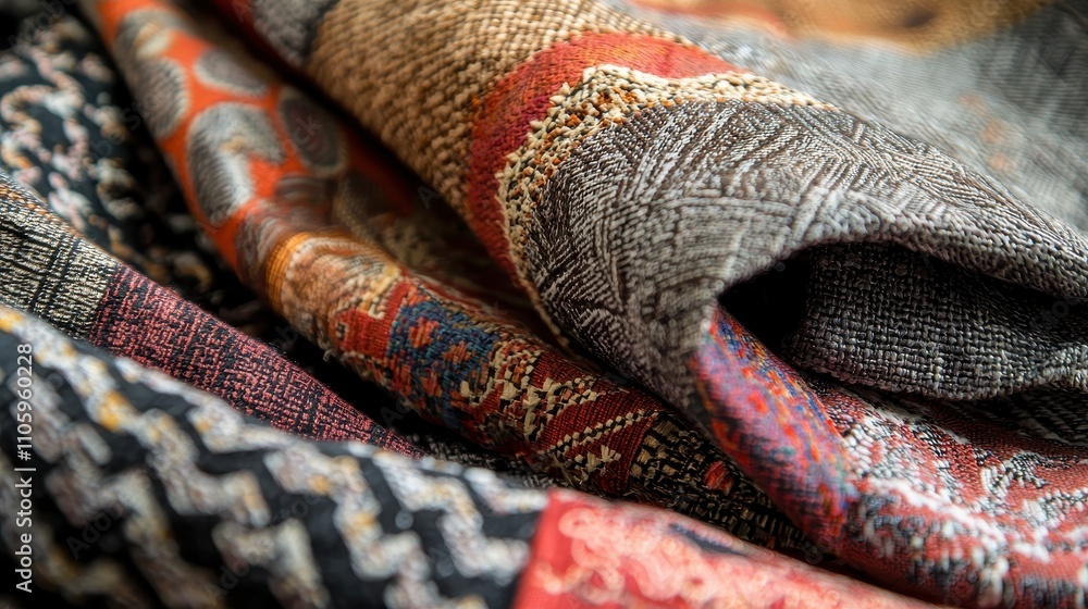 Aufkleber unique handmade fabric with intricate patterns and textures for craft and design projects