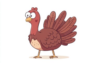 Adorable cartoon turkey illustration, perfect for kids' content with a whimsical and playful design.