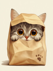 Kitten Wearing a Cute Paper Hat