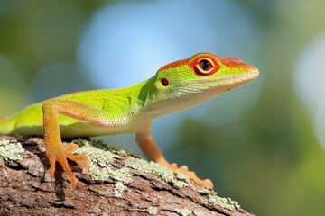 Fototapeta premium Crested Anoles Fighting-6202. Beautiful simple AI generated image