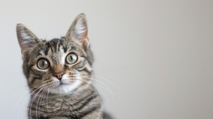 Obraz premium Curious cat with striking green eyes.