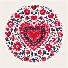 heart and flower folk art