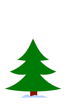 Woods, pine tree, fir, Christmas tree with snow. Colorful, flat vector illustration on transparent background. Horizontal layout perfect for social media, card, banner or article. 