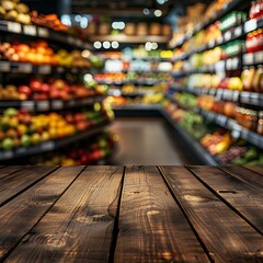 Fototapeta premium Empty wooden table with christmas theme in background, Warm Glow: A Cozy Evening at a Wooden Table