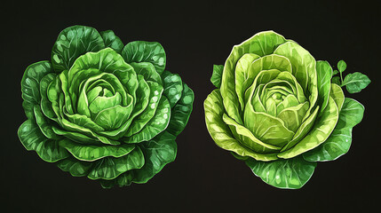 Fototapeta premium Crisp lettuce illustration vegetable, verdant salad plant fresh, vibrant leaf organic diet green, natural healthy harvest, nutritious garden fresh.