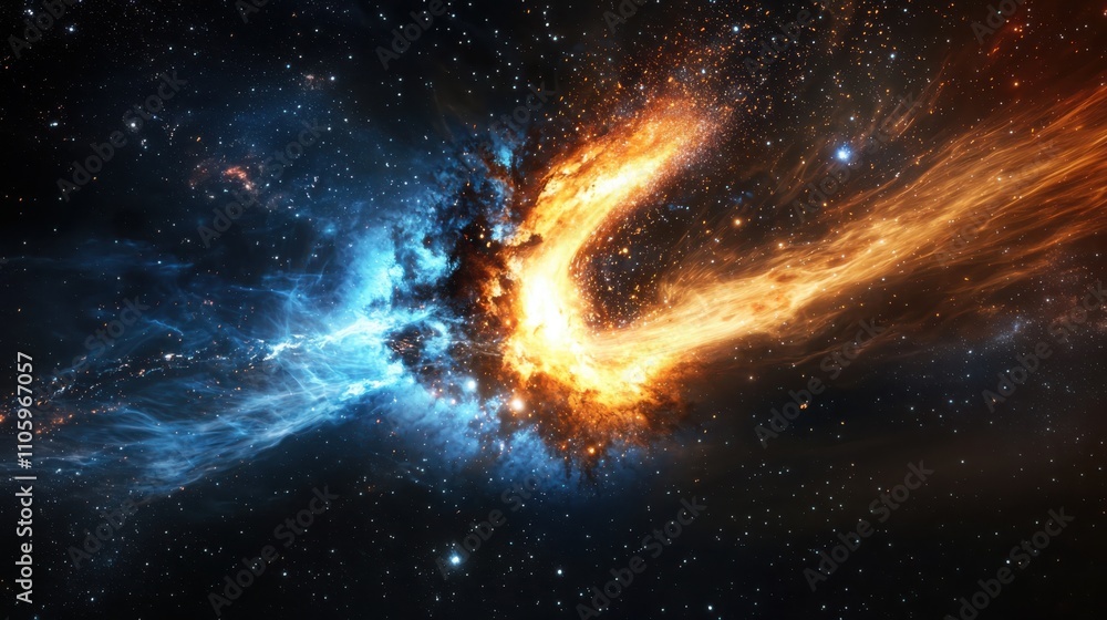Poster spectacular glowing astrophysical event in deep space a captivating visual journey through cosmic wo
