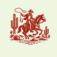 Western Cowboy riding a galloping horse