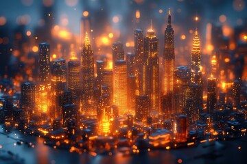 Futuristic tilt shift photography exploring surreal urban settings with glowing accents