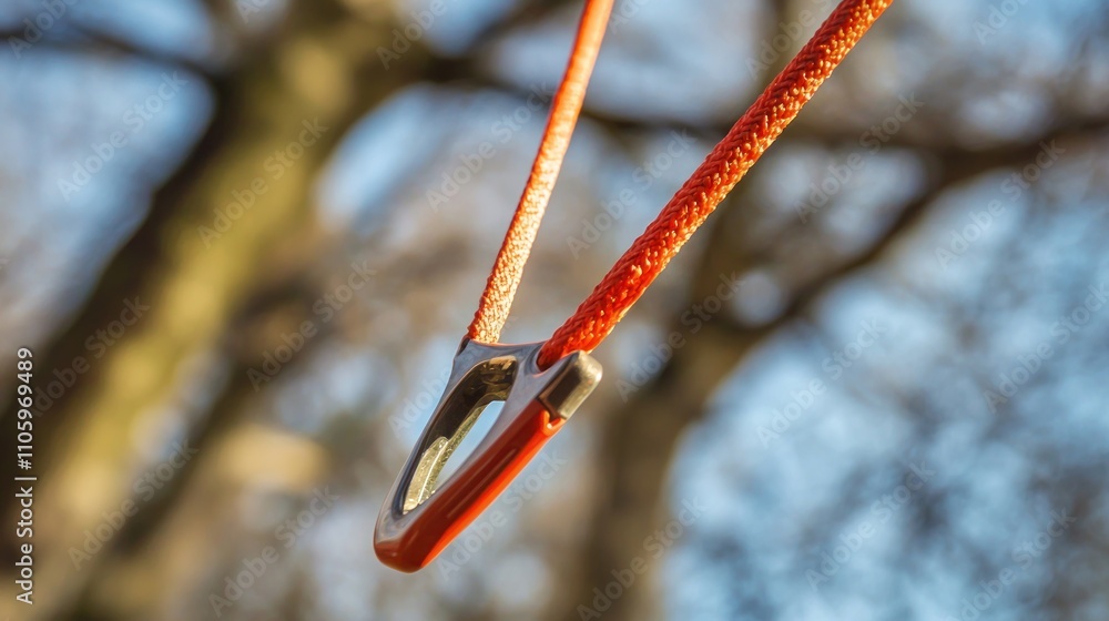 Poster a close-up of a slingshot being pulled back to its maximum elasticity, ready to launch an object wit