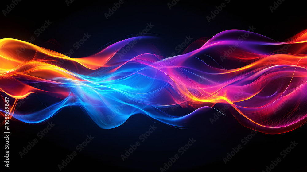 Leinwandbilder vibrant and dynamic abstract waves in colorful hues set against a black backdrop