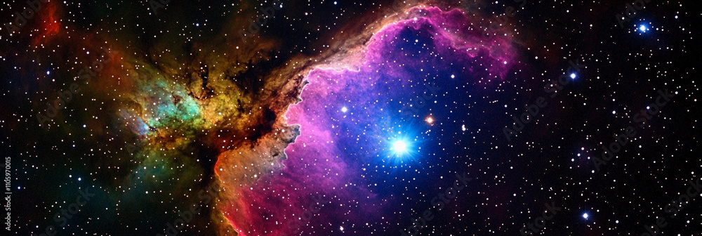 Poster exploring the vibrant colors and layers of cosmic nebula