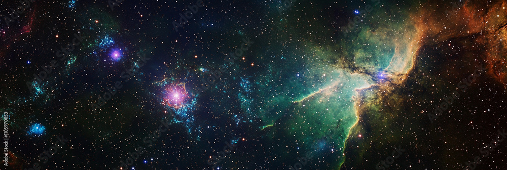 Aufkleber stunning view of a colorful nebula in deep space