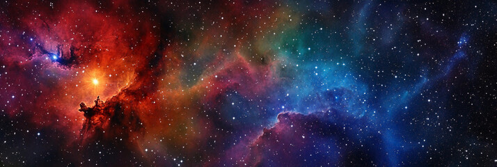 Colorful cosmic nebula showing star formation in space