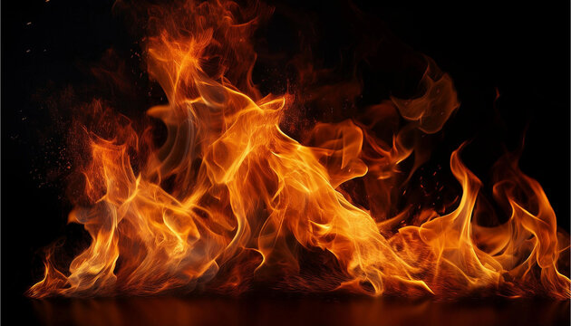 el fuego en fondo negro
