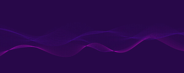 Purple background with flowing wavy lines. Futuristic technology concept.
