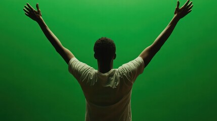 A dedicated fan showing support for their team, framed by a bold green screen for dynamic storytelling