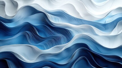 Fototapeta premium Abstract Waves of Blue and White Flowing Patterns in Soft Texture