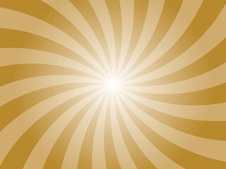 Fototapeta premium Dark goldenrod yellow sunburst background. Radial retro glowing rays banner. Abstract retro whirlwind starburst vector abstract background. Twisted radial illustration.