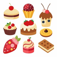 set of cakes and sweets vector illlustration