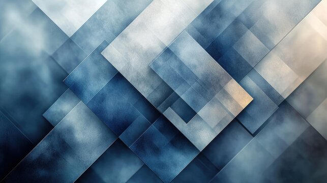 Abstract layered geometric shapes in blue and gray tones