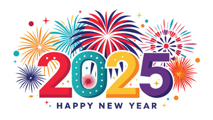 Happy New Year 2025 Fireworks Vector - Festive Graphics for Celebrations